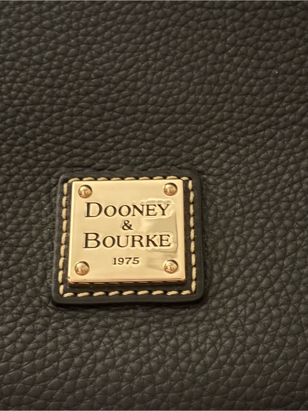 Dooney & Bourke Black Pebble Grain Tote with Gold Logo Plaque - Picture 3 of 8